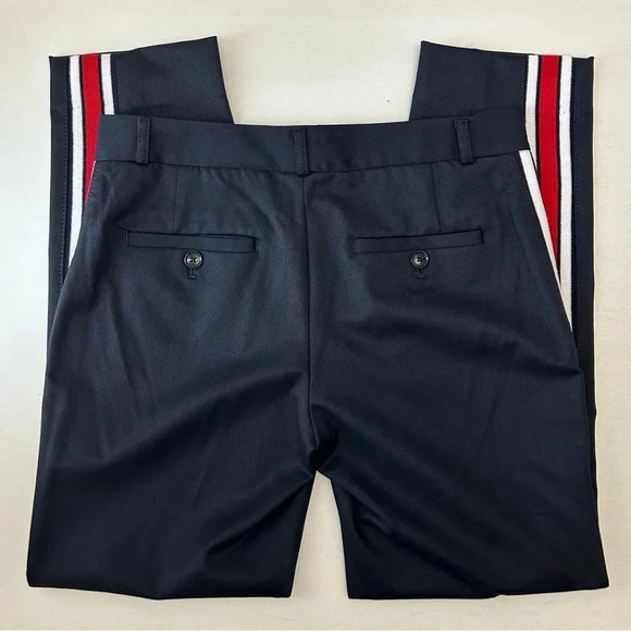 Banana Republic Avery Straight Fit Ankle Pants Side Stripes Cropped Navy Blue 0 - Picture 13 of 14